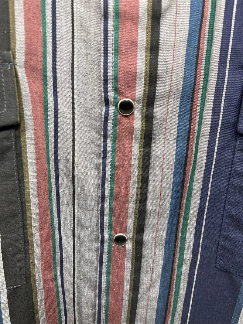 New Men’s ELY Cattleman Multiple Color Striped Long Sleeve Pearl Snap XL J-26