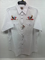 New Men’s ELY Cattleman White Eagle Designed Long Sleeve Pearl Snap Large T-64