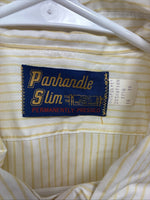 New Men’s Panhandle Slim Yellow Strip Long Sleeve Pearl Snap 16 Large AA-33