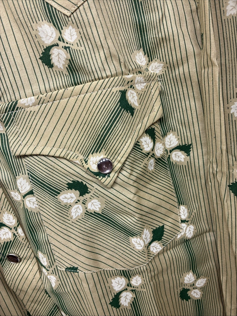 New Women’s ELY Plains Yellow Green Floral Long Sleeve Pearl Snap 16 X 33 II-11