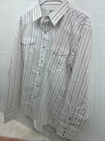 New Men’s Mesquite White Stripe Long Sleeve Pearl Snap 16 Large CC-62
