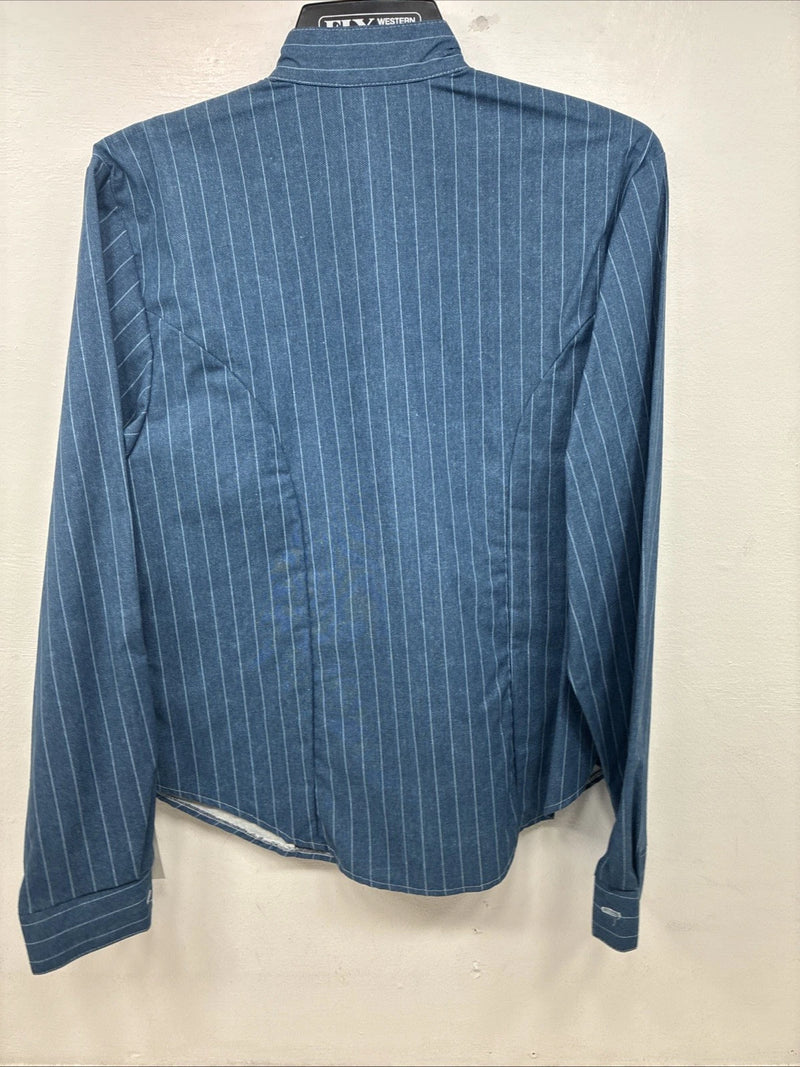 New Women’s Cowboy Threads Blue Stripe Long Sleeve Button Up Size Small KK-57