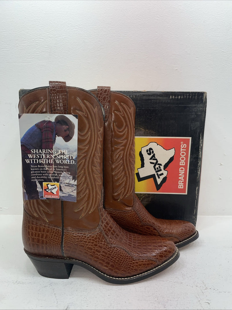 New Men’s Brown Texas Brand Cowboy Boots. 5084 10 D. 6-54