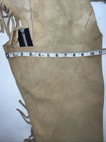 NOS Tan Show Chaps With Fringe Adjustable Waist 42” L-48