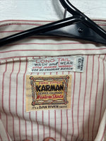 New Men’s Karman White Red Stripe Long Sleeve Pearl Snap 16 Large M-46
