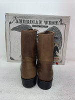New Men’s Brown Lace Up American West Cowboy Boots. 6992 7.5 7 1/2 E W. 1-92