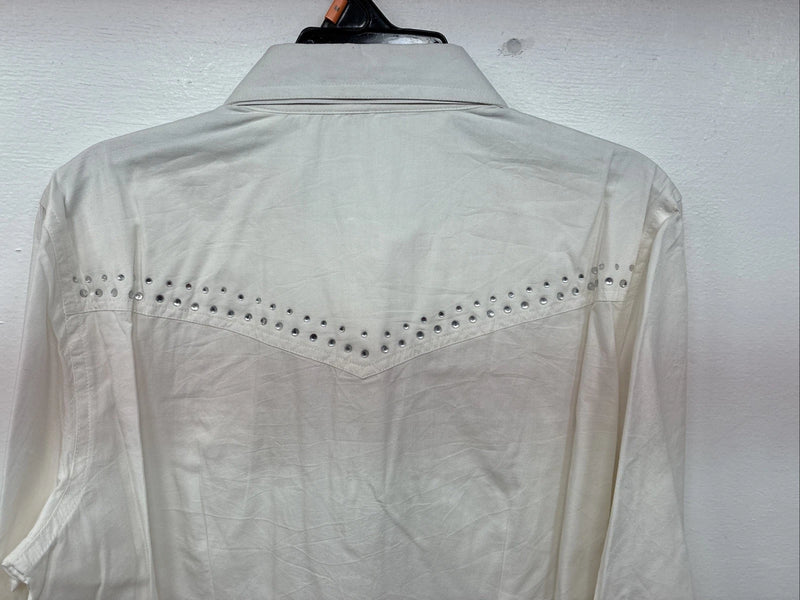 New Women’s Cumberland White Gem Long Sleeve Pearl Snap Medium LL-83