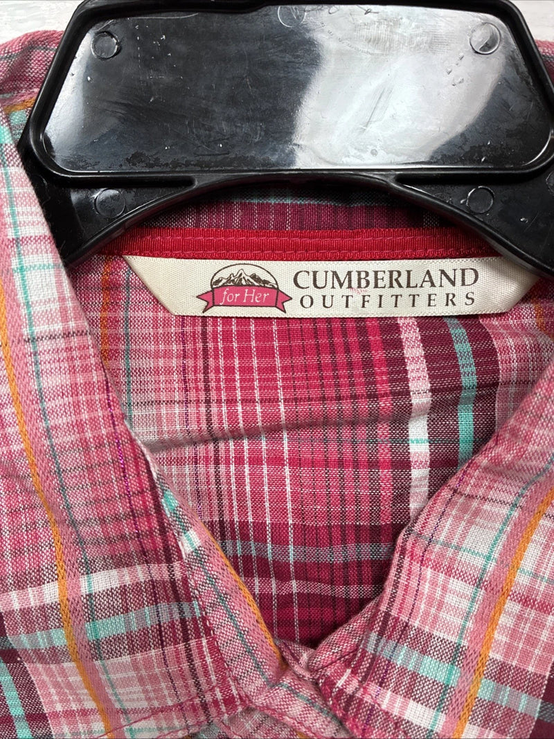 New Women’s Cumberland Pink Plaid Long Sleeve Pearl Snap Medium DD-24