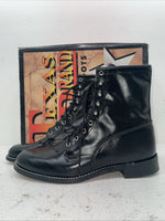 New Men’s Black Lace Up Texas Brand Cowboy Boots. 8850 11 E E. 8-89