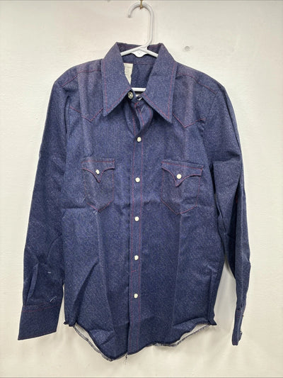 New Boys Panhandle Slim Blue Jean Long Sleeve Pearl Snap Size 12 DD-114