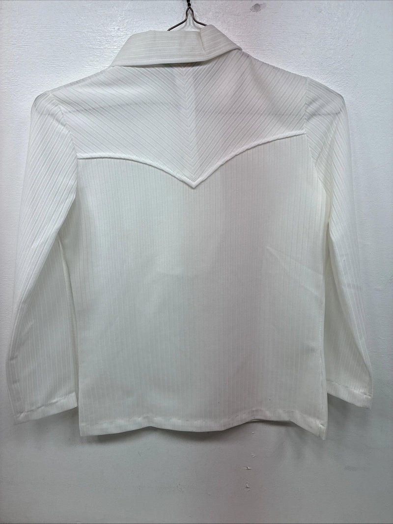 New Women’s H Bar C White Stripe Long Sleeve Half Zip Show Shirt Small YY-123
