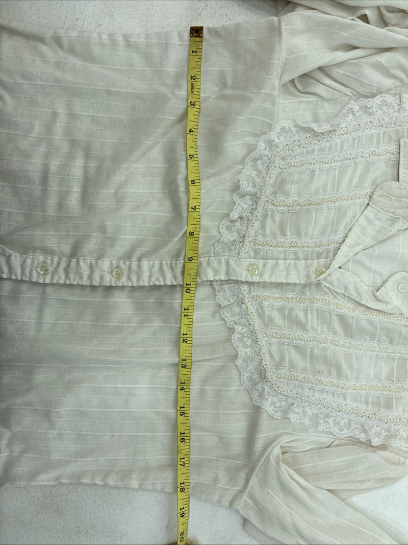 New Women’s Stage West White Pearl Long Sleeve Button Up Size Medium YY-75
