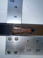 New Brown Genuine Leather 3D Weaved And Silver Pendent 28” Belt #1432 JJ-156