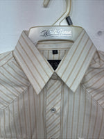 New Women’s White Horse Yellow Stripe Long Sleeve Pearl Snap Small DD-126