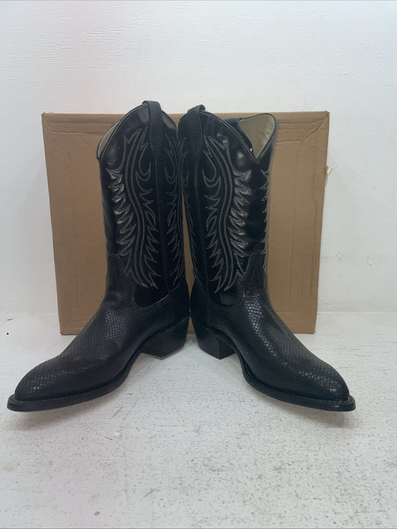 New Men’s Black Snake Skin Texas Brand Cowboy Boots. 509200 9 D. 3-40