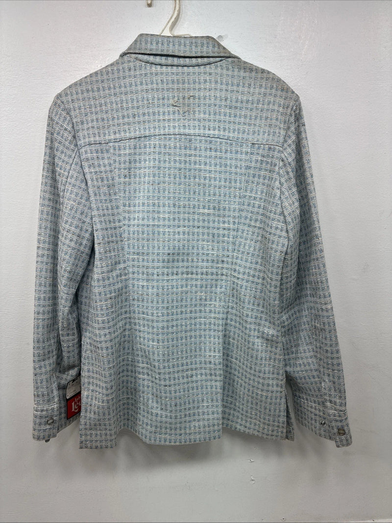New Women’s Lee Blue Design Long Sleeve Button Up Jacket Size 13 KK-43