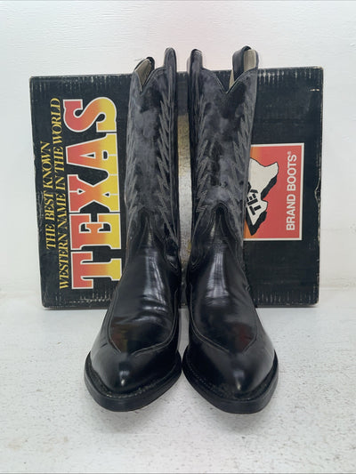 New Men’s Black Texas Brand Cowboy Boots. 5030 9 D. 4-119