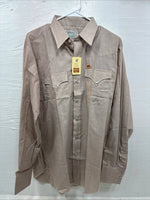 New Men’s H Bar C Brown Long Sleeve Pearl Snap 16 X 36 Large CC-63