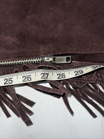 NOS Brown Show Chaps With Fringe Large Adjustable Waist 45” I-62