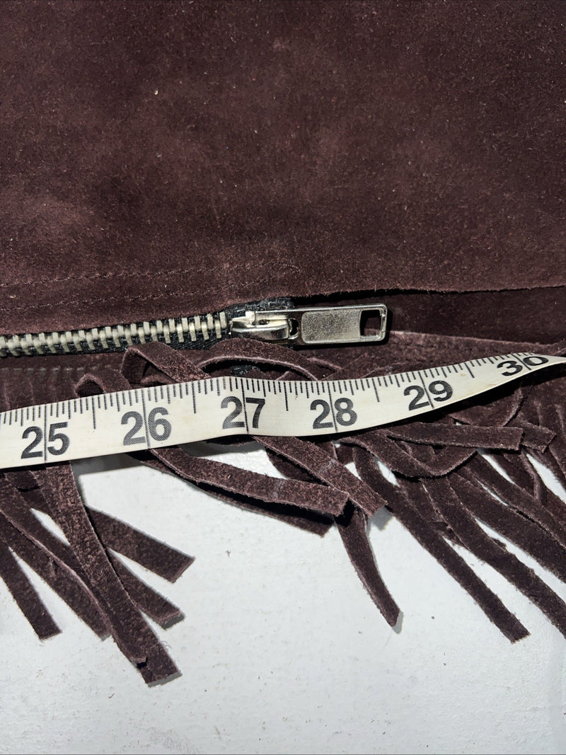 NOS Brown Show Chaps With Fringe Large Adjustable Waist 45” I-62
