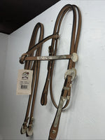 New Royal King Leather Metal Plate Browband Headstall W Split Reins #18-34 U-26