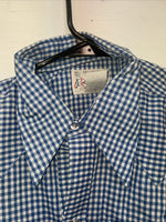 New men’s RockMount Ranch Blue Long Sleeve Pearl Snap 15 X 35 Medium B-81