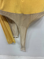 New Dressed To Win Yellow Half Zip Long Sleeve Showing Bodysuit Medium TT-43