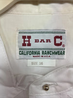 New Men’s H Bar C White Long Sleeve Button Up 16 Large CC-22