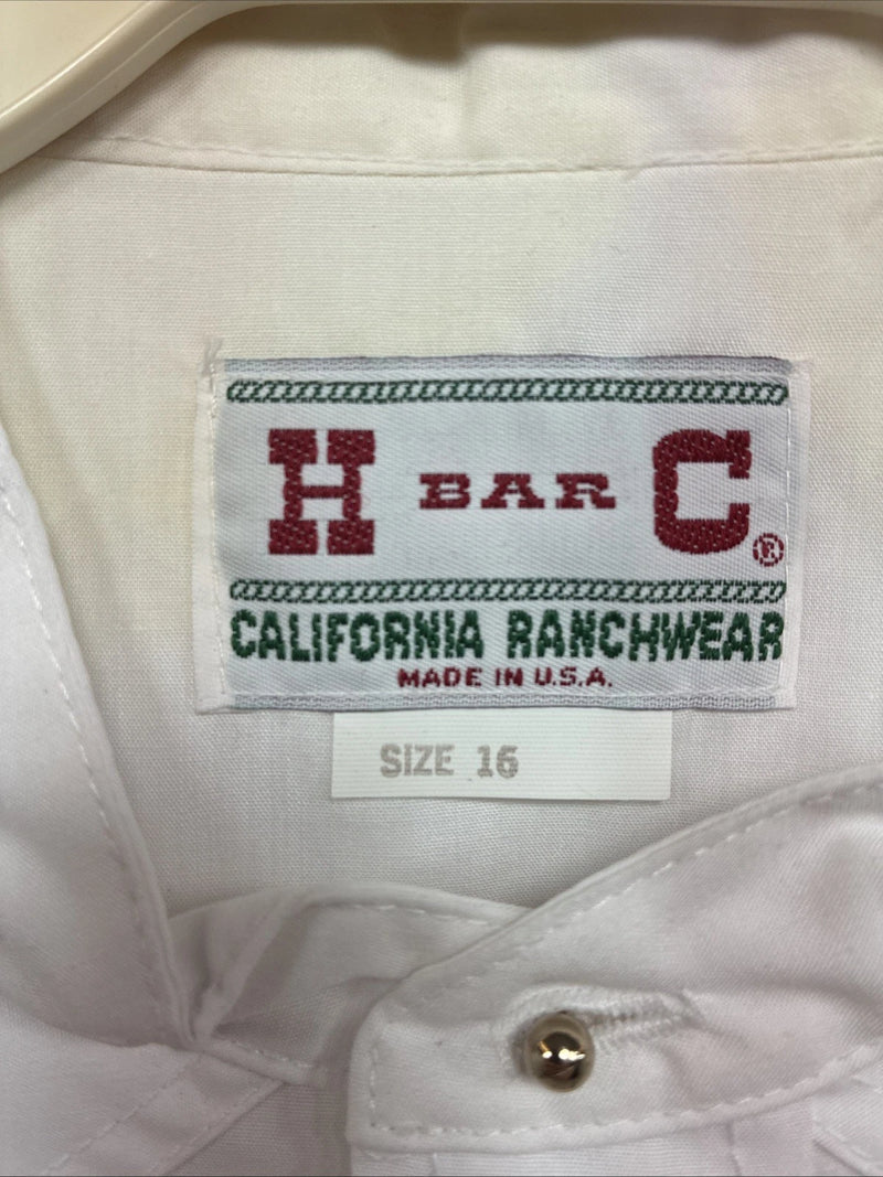 New Men’s H Bar C White Long Sleeve Button Up 16 Large CC-22