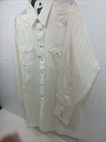 New Men’s White Horse Yellow Stripe Long Sleeve Pearl Snap XL T-77