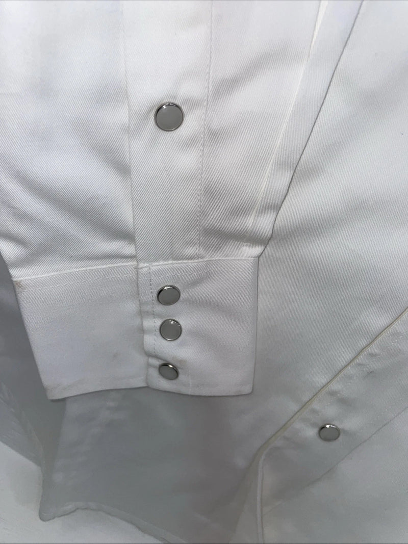 New Men’s Western Express White Long Sleeve Pearl Snap Medium B-89