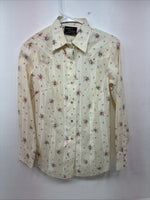 New Women’s Champion Western Yellow Floral Long Sleeve Pearl Snap 14 II-13