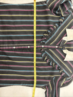 New Women’s H Bar C Black Stripe Long Sleeve Pearl Snap Size 38 TT-71