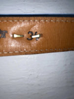 New Blue Genuine Leather Weight Gold Pendent 34” Belt #10493 JJ-20