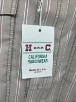 New Men’s H Bar C Brown Stripe long Sleeve Pearl Snap 15.5 Medium T-74