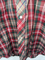 New Men’s Red Plaid ELY Plains Long Sleeve Pearl Snap Shirt. 16.5x34 L S-11