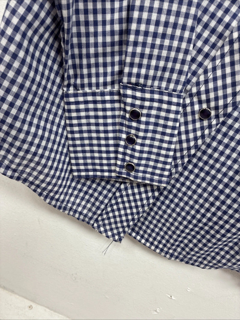 New Women’s Dickson Jenkins Blue Checker Long Sleeve Pearl Snap Size 32 LL-78