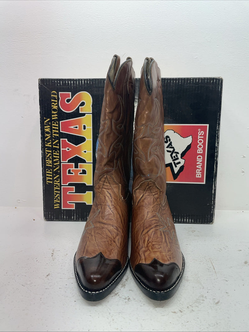 New Men’s Brown Texas Brand Cowboy Boots. 1081 10.5 10 1/2 E E. 8-38