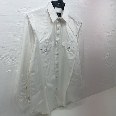 New Men’s Western Express White Long Sleeve Pearl Snap Medium B-89