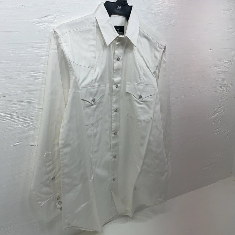 New Men’s Western Express White Long Sleeve Pearl Snap Medium B-89