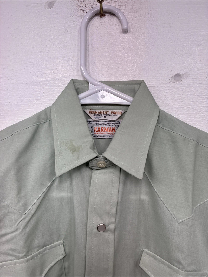 New Women’s Karman Green Long Sleeve Pearl Snap Size 8 YY-23