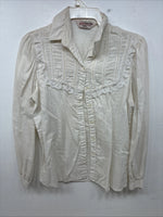 New Women’s Stage West White Pearl Long Sleeve Button Up Size Medium YY-75