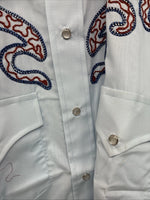 New Women’s Champion Western Blue Design Long Sleeve Pearl Snap 14 MM-40