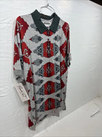New Men’s Panhandle Slim Gray Red Western Design Short Sleeve Polo Medium K-73