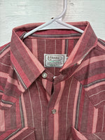 New Men’s H Bar C Pink Stripe Long Sleeve Pearl Snap Large X-54