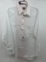 New Men’s ELY Cattleman White Designed Long Sleeve Pearl Snap 16.5 Large Q-102