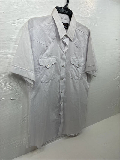 New Men’s Panhandle Slim White Short Sleeve Pearl Snap 16 Large E-70