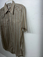 New Men’s Brown Texas Sage Pearl Snap Short Sleeve Shirt. 16.5 L P-43
