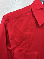 New Men’s White Horse Western Red Long Sleeve Pearl Snap Medium V-13  