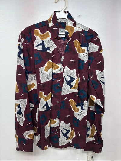 New Women’s Cowboy Threads Multicolor Design Long Sleeve Button Up Large MM-133
